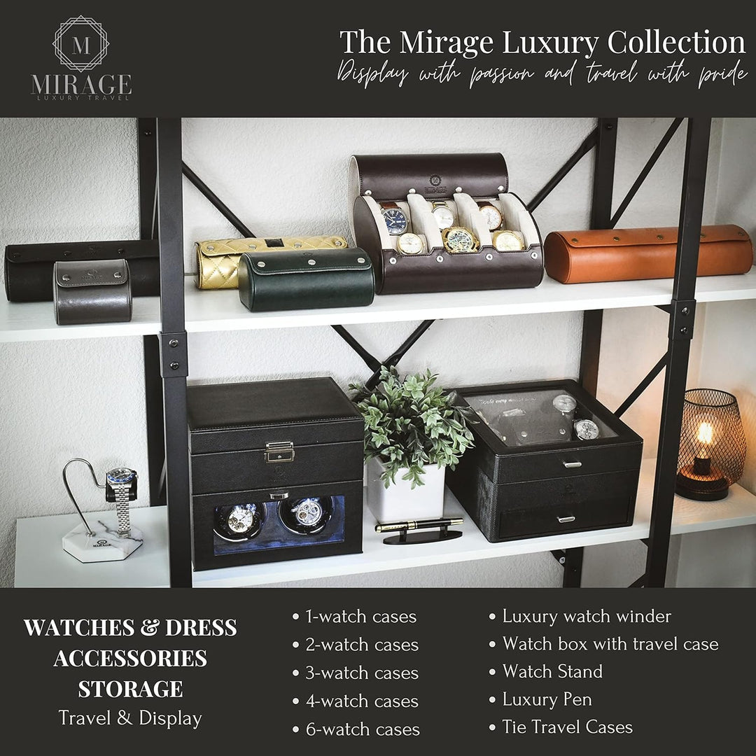 Watch Roll Case for Men - Watch Travel Case - Storage Organizer and Display - Mirage Watch Roll Case