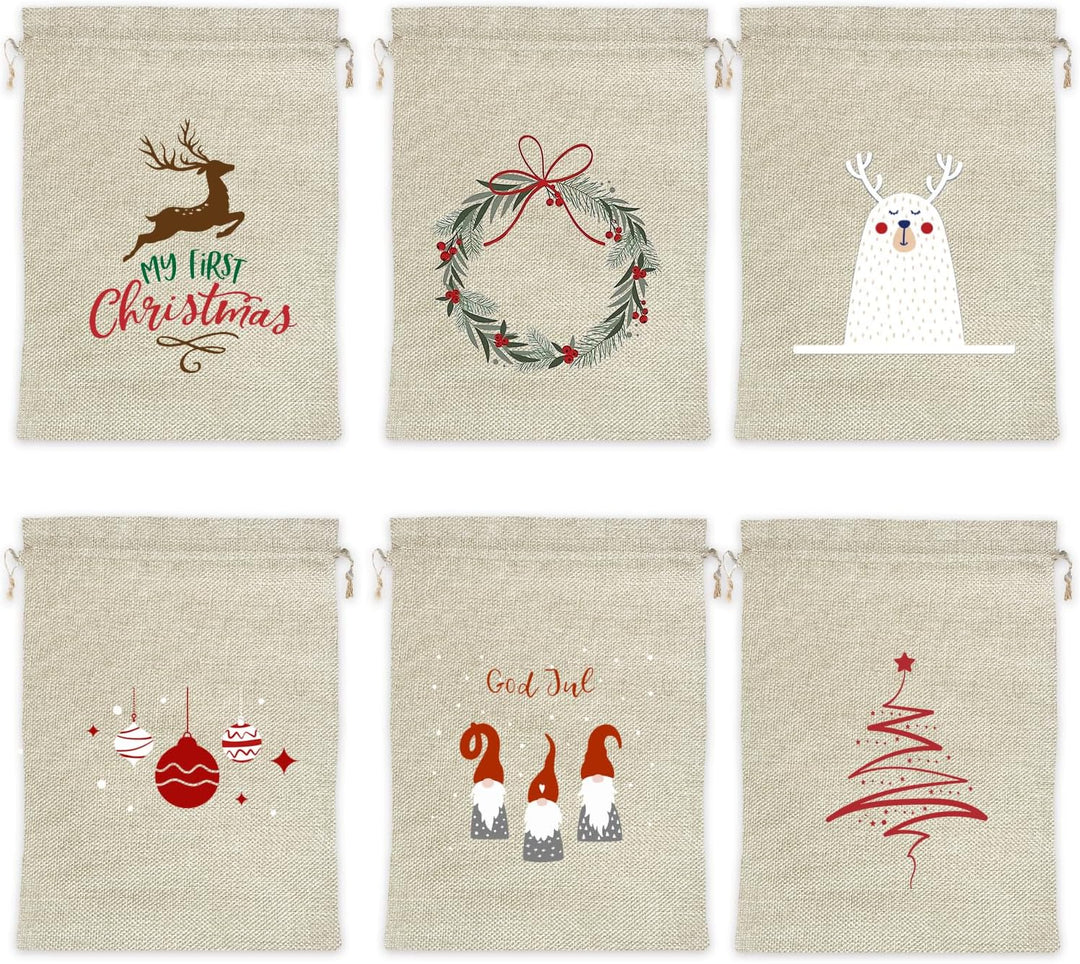 Geschenkverpackung Weihnachten Jutesäckchen20x30,6Stücke Nikolaussäckchen Weihnachtstüten Gross,Gesc