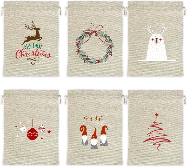 Geschenkverpackung Weihnachten Jutesäckchen20x30,6Stücke Nikolaussäckchen Weihnachtstüten Gross,Gesc