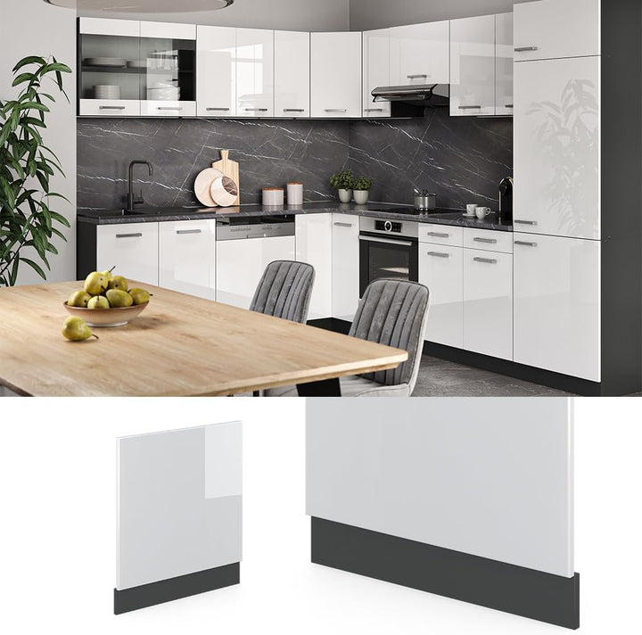 Vicco Frontblende R-Line, Weiss Hochglanz/Anthrazit, 60 cm ohne Arbeitsplatte Weiss Hochglanz Geschi