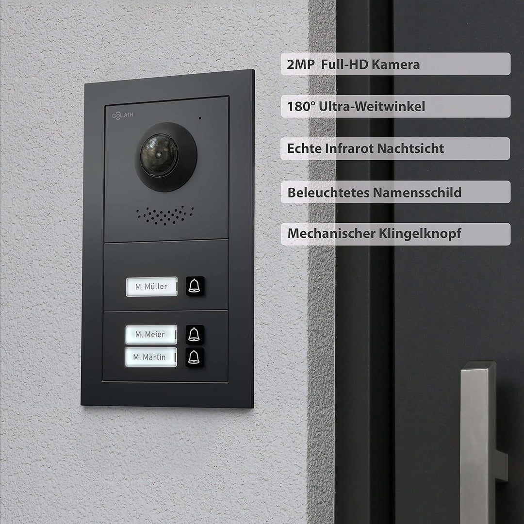 Goliath Hybrid - 2-Draht | Full-HD Video Türsprechanlage | App | 3-Fam | 3 x Full-Touchscreen 7" | A