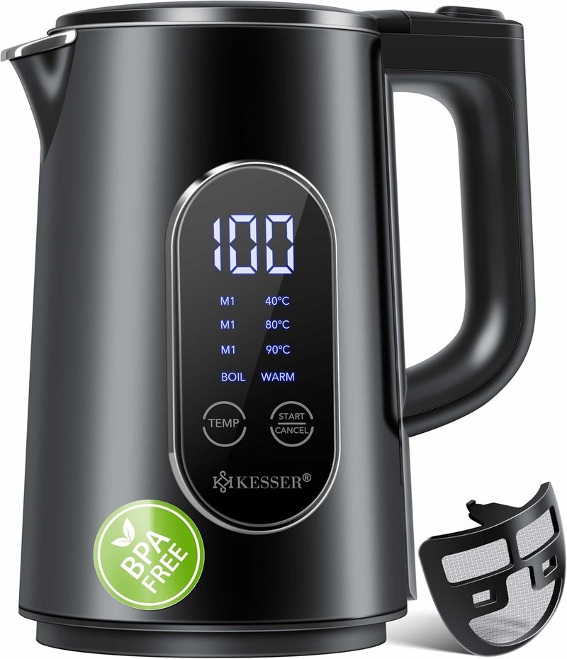 KESSER® Wasserkocher Edelstahl 1.5 Liter | LED-Anzeige | 4-Modi Temperatureinstellung 40°C-100°C | 3