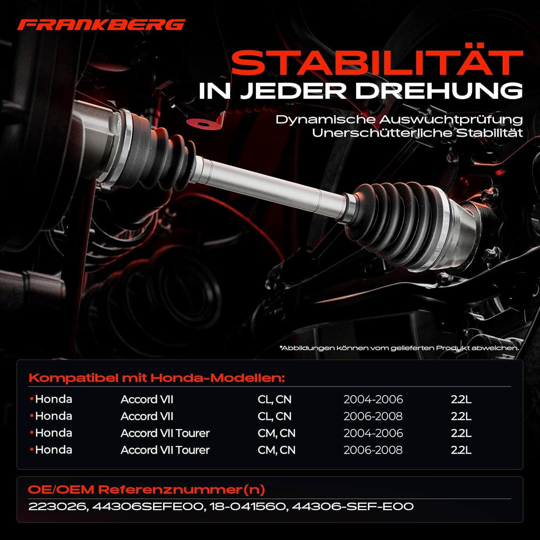 Frankberg 1x Antriebswelle Gelenkwelle Vorne Links Kompatibel mit Accord VII CL CN 2.2i-CTDi 2004-20