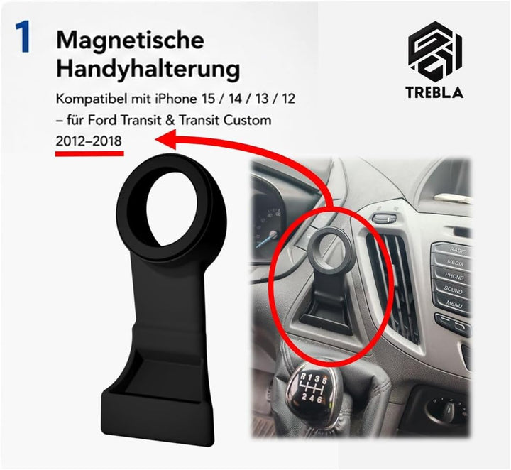 Handyhalterung kompatibel mit iPhone 15 14 13 12 – für Ford Transit & Transit Custom 2012-2018 – Mag
