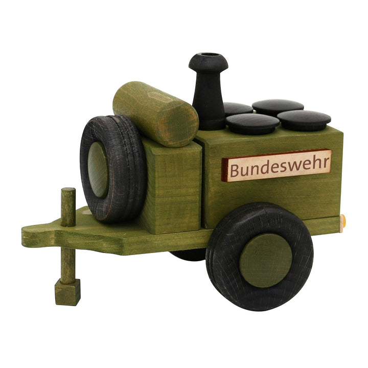 Dekohelden24 Holz Räucherfigur Gulaschkanone - Bundeswehr - in grün/schwarz, L/B/H: 18 x 11,5 x 13 c