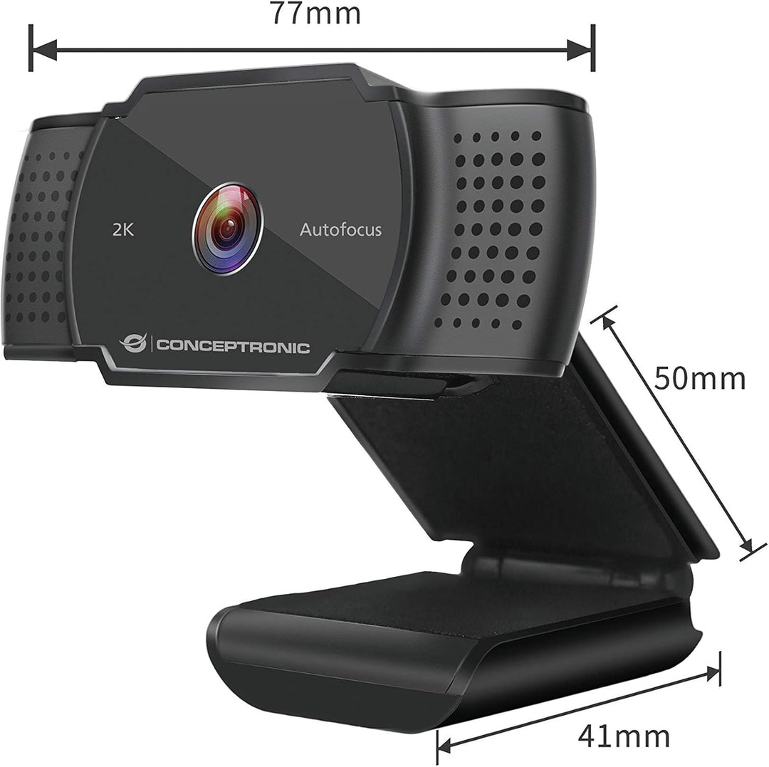 Conceptronic Webcam AMDIS02B 2k Super HD Webcam+Microphone sw, grau 2K Super HD AMDIS02B, 2K Super H