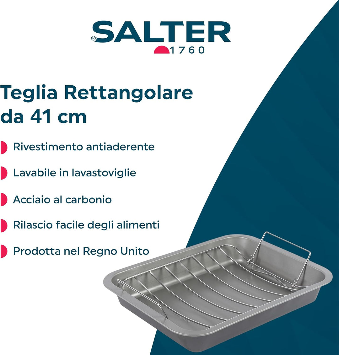 Salter Essentials 41 cm Bräter – Antihaft rechteckiges Ofenblech, spülmaschinenfest, leicht zu reini