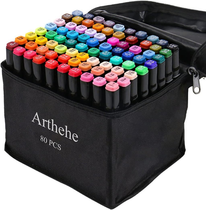 168 Farben Graffiti Stifte + 2 Nr. 0 Farbmischstifte, ARTHEHE Twin Tip Marker Stifte Set für Manga D