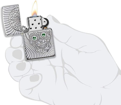 Zippo Armor Sugar Skull Design hochglanzpoliertes Chrom-Emblem angebrachtes Taschenfeuerzeug 49172 C