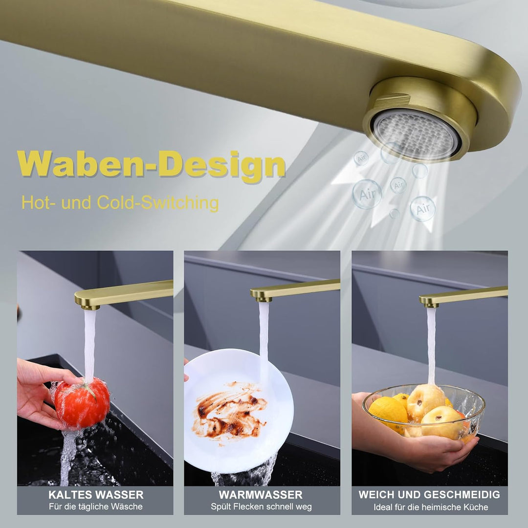 Tohlar Wasserhahn Küche, Spülbeckenarmatur, Einhebel Küchenarmatur aus Edelstahl 360° schwenkbarer A