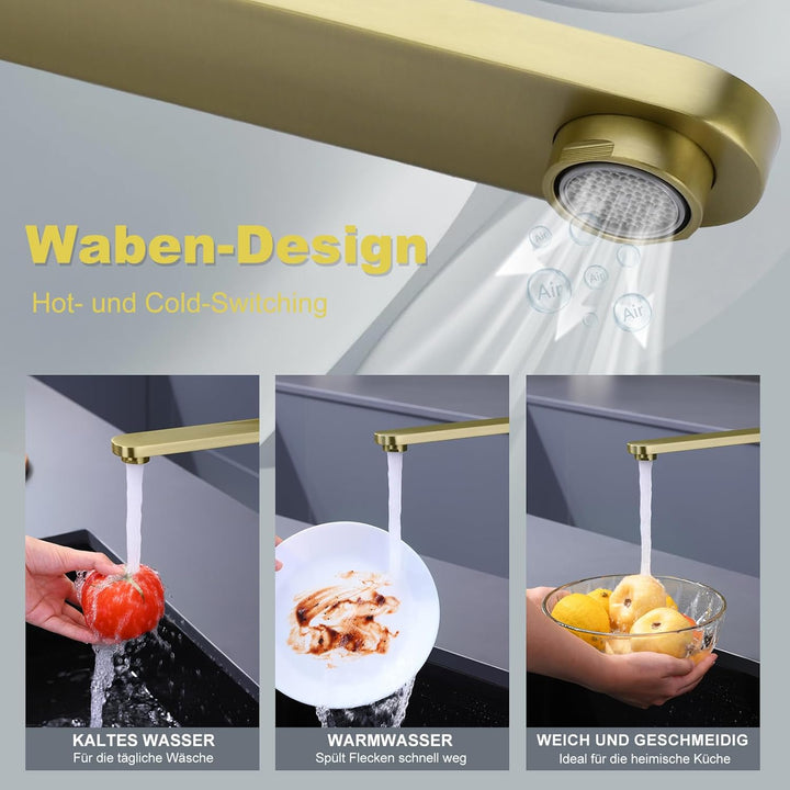 Tohlar Wasserhahn Küche, Spülbeckenarmatur, Einhebel Küchenarmatur aus Edelstahl 360° schwenkbarer A