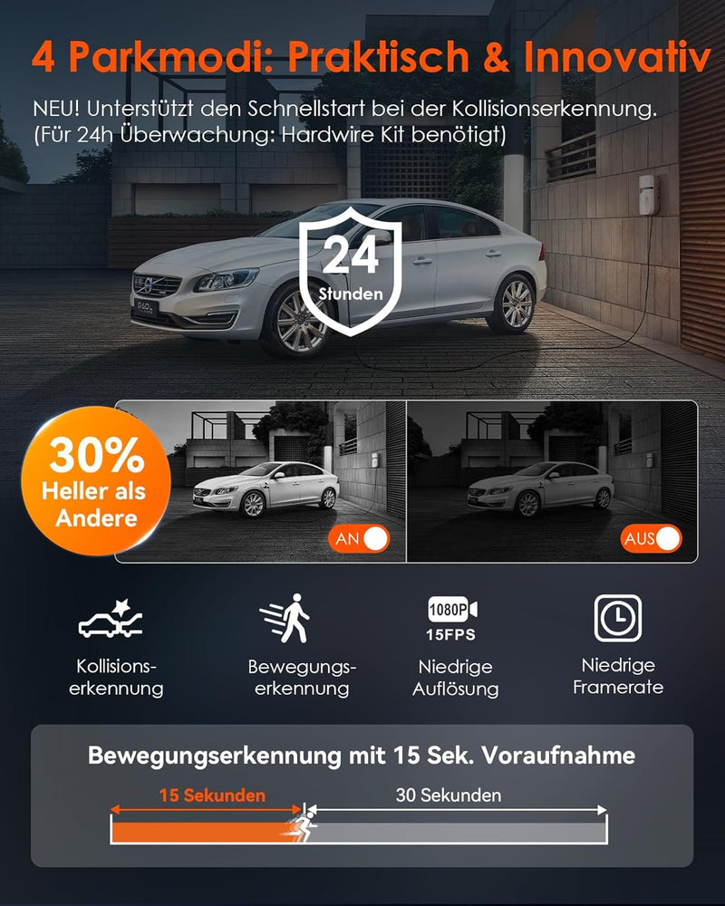 VANTRUE E2 Dual 1944P Dashcam Auto 5GHz WiFi GPS, Wireless- und Sprachgesteuerte Dash Cam vorne hint