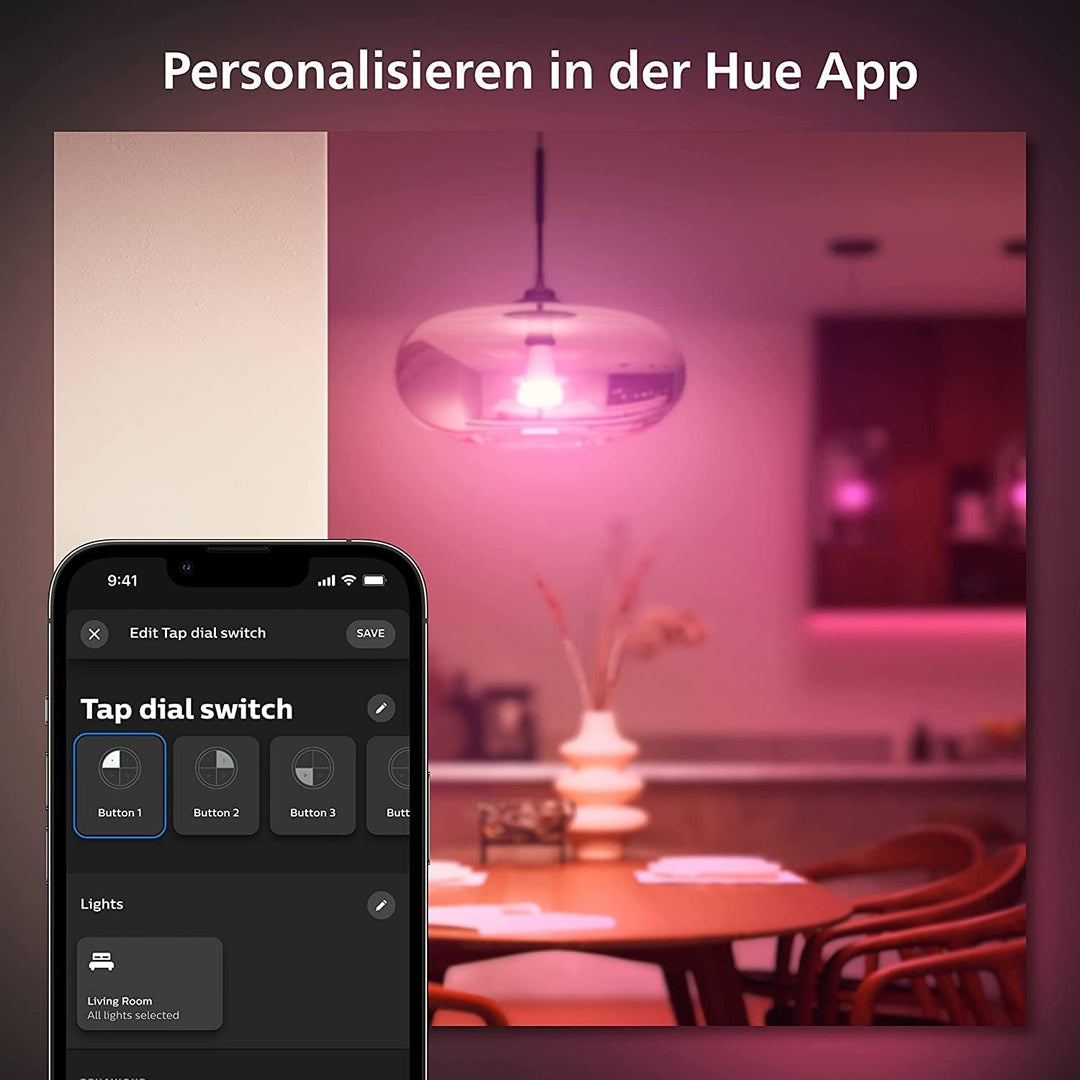 Philips Hue Tap Dial switch Drehschalter, weiss, personalisierbar via Hue App, Zubehör,