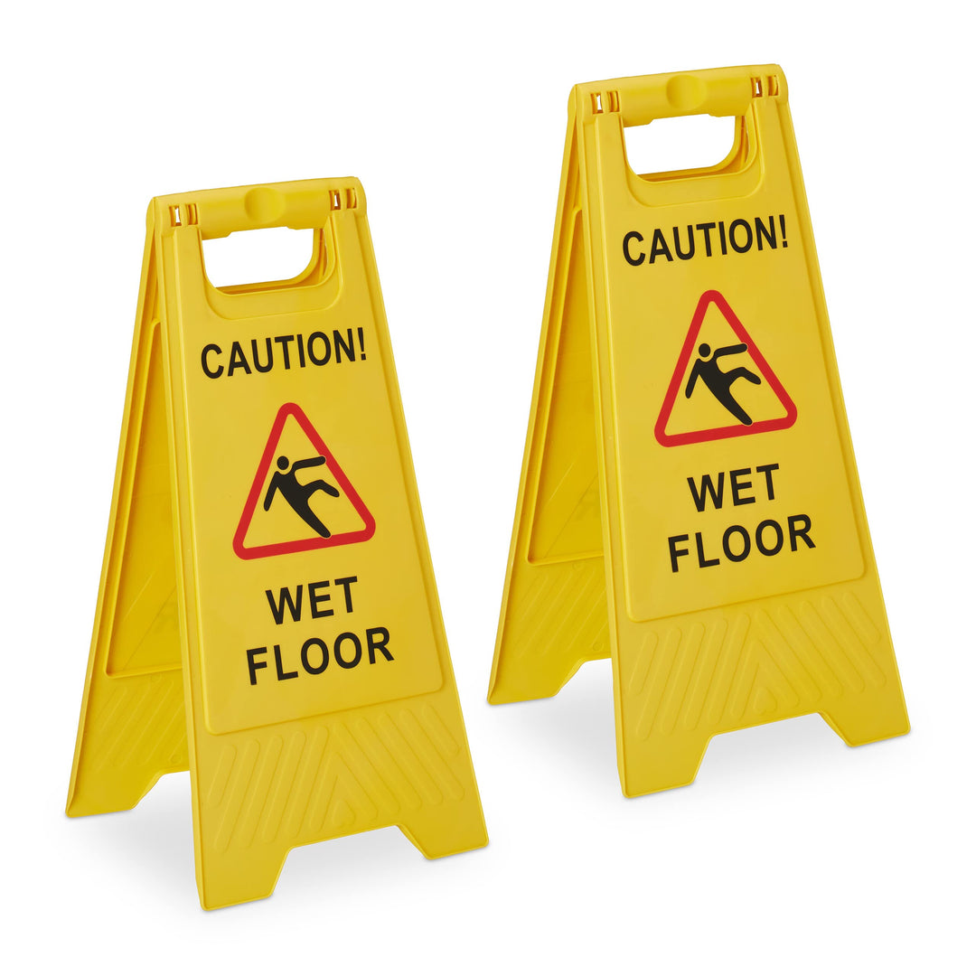 Relaxdays Rutschgefahr Aufsteller, Caution Wet Floor", 2er Set, klappbar, beidseitig beschriftet, Ku