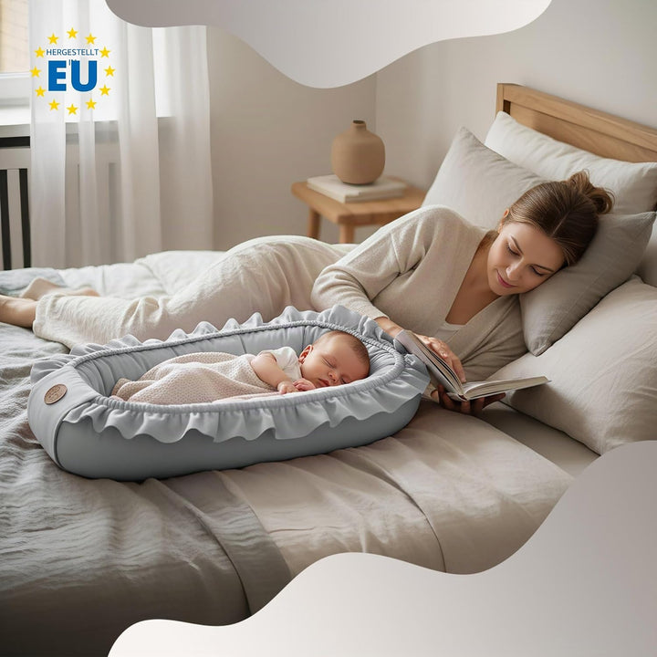 Babynestchen Baumwolle Kuschelnest für Neugeborene 90x50 cm - Baby Nestchen Bett Kokon Fleecestoff G