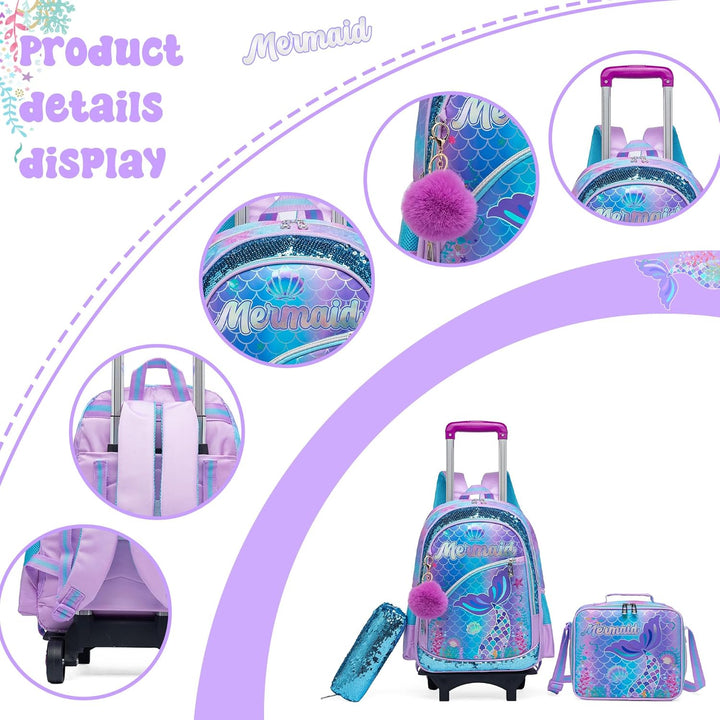 HTgroce Kinder Trolley Rucksack Schultasche Schulranzen Mädchen schultrolleys Schulrucksack Kinderko