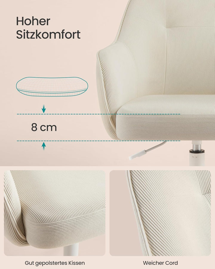 SONGMICS Homeoffice-Stuhl, Drehstuhl, Schreibtischstuhl, höhenverstellbar, bis 110 kg belastbar, Cor