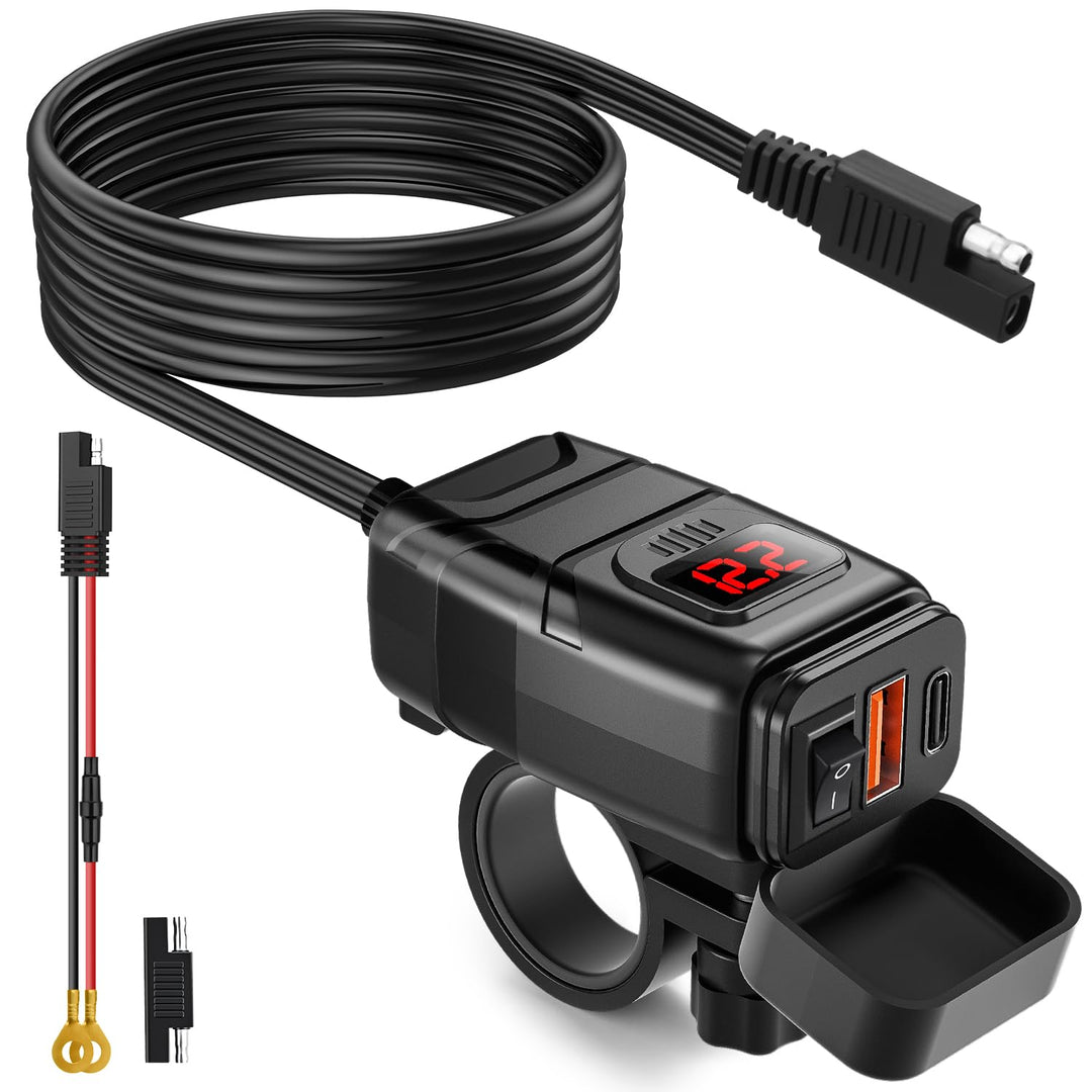 Extractme Motorrad-Handy-Ladegerät, 6,4 A Dual USB Typ C PD & Quick Charge 3.0 Motorrad USB-Ladegerä