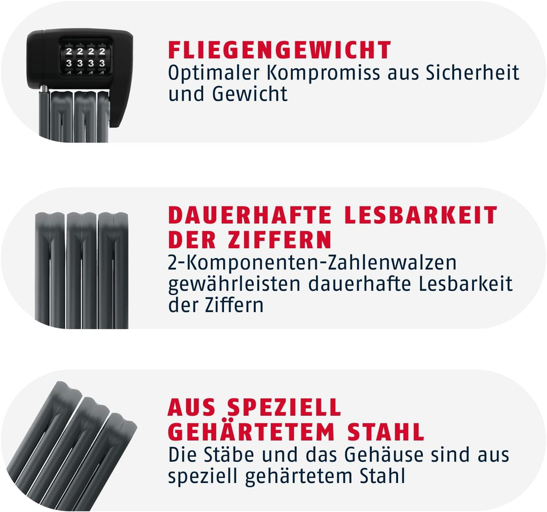 ABUS Faltschloss Bordo Lite 6055C SH - mit Halterung und Zahlencode - Extra-leichtes Zahlenschloss a