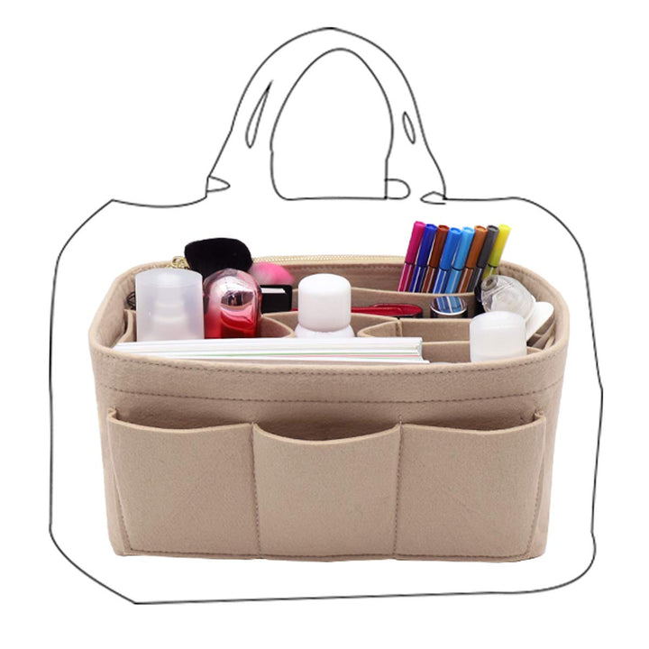 LEXSION Aufbewahrungstasche aus Filz für die Handtasche, passend für Speedy Neverfull, Beige (beige)