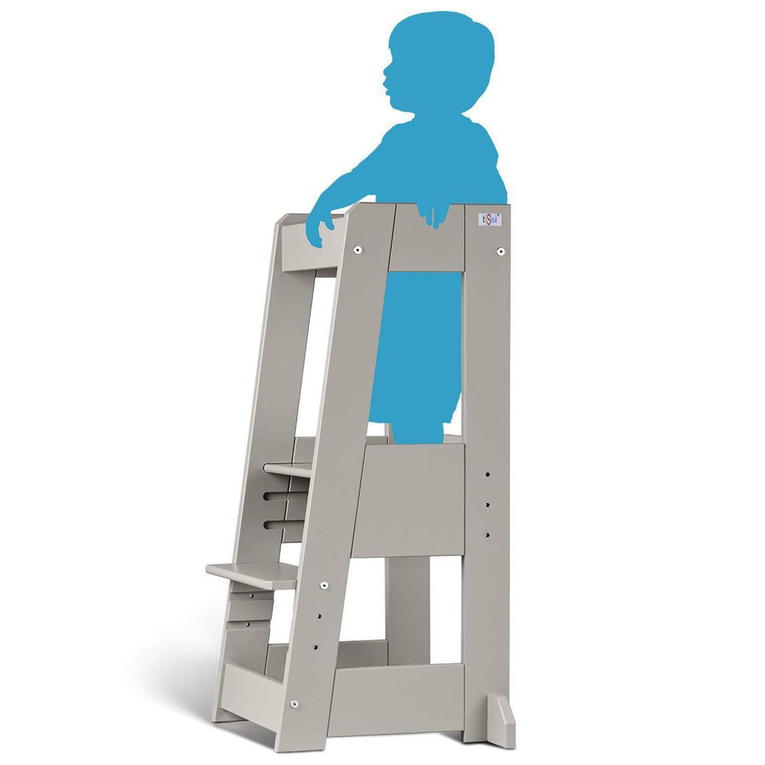 TiSsi Lernturm, Entdeckerturm Montessori mitwachsend Buche- 100539, Storm Grey