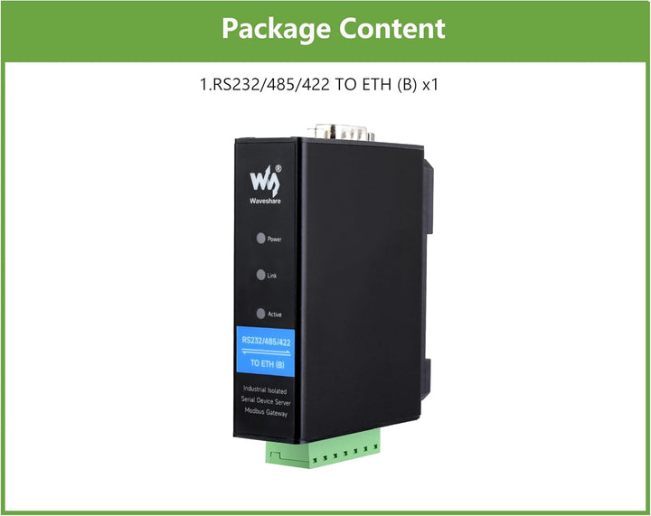 RS232/RS422/RS485 to RJ45 Ethernet Module, TCP/IP to Serial, Bi-Directional Transparent Data Transmi