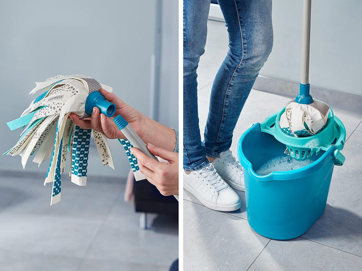 Leifheit Set Power Mop 3-in-1 mit saugstarken Fasern, komplettes Wischset mit Wischmopp und Eimer, W