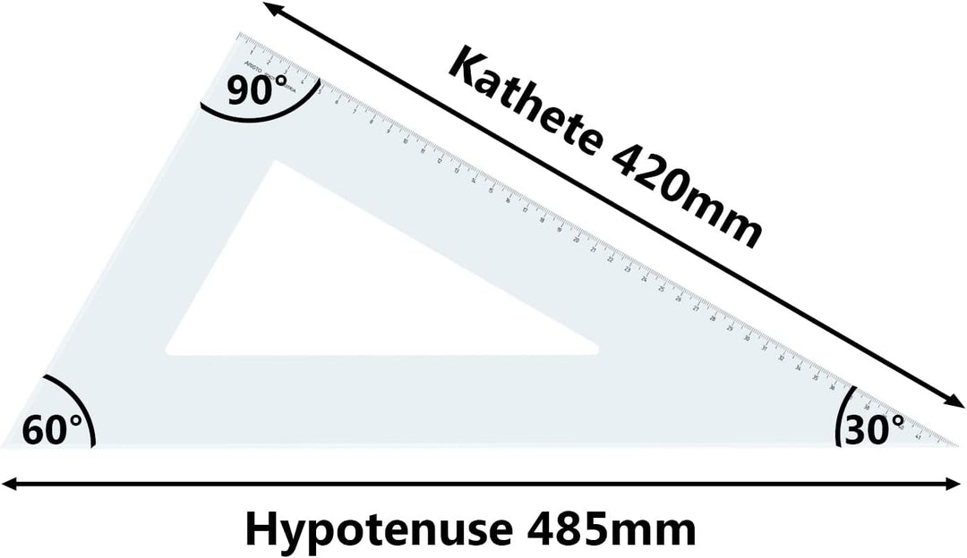 Aristo AR6042F Dreieck 60° mit Facette (lange Kathete 420mm, Hypotenuse 485mm, abriebfeste Tiefprägu