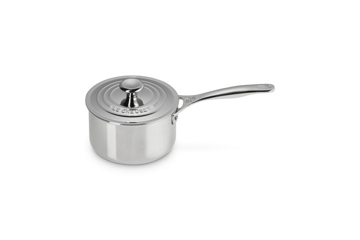 Le Creuset Signature Sossentopf mit Deckel und Hilfsgriff, Rostfreier 3-ply Edelstahl, Ø 16 cm, 1.9