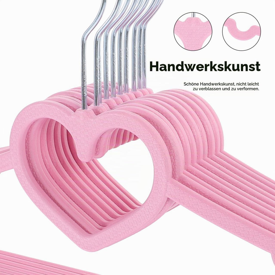 IMIKEYA Kleiderbügel Kunststoff 20er Set - rutschfeste Herz Kleiderbügel Rosa 40cm Stabil Platzspare