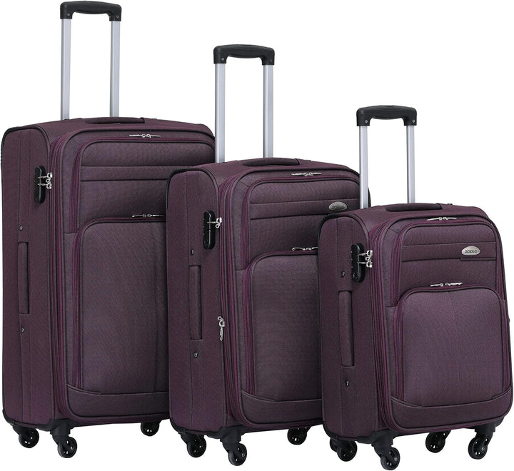 BEIBYE 4 Rollen Reisekoffer 3tlg.Stoffkoffer Handgepäck Kindergepäck Gepäck Koffer Trolley Set-XL-L-