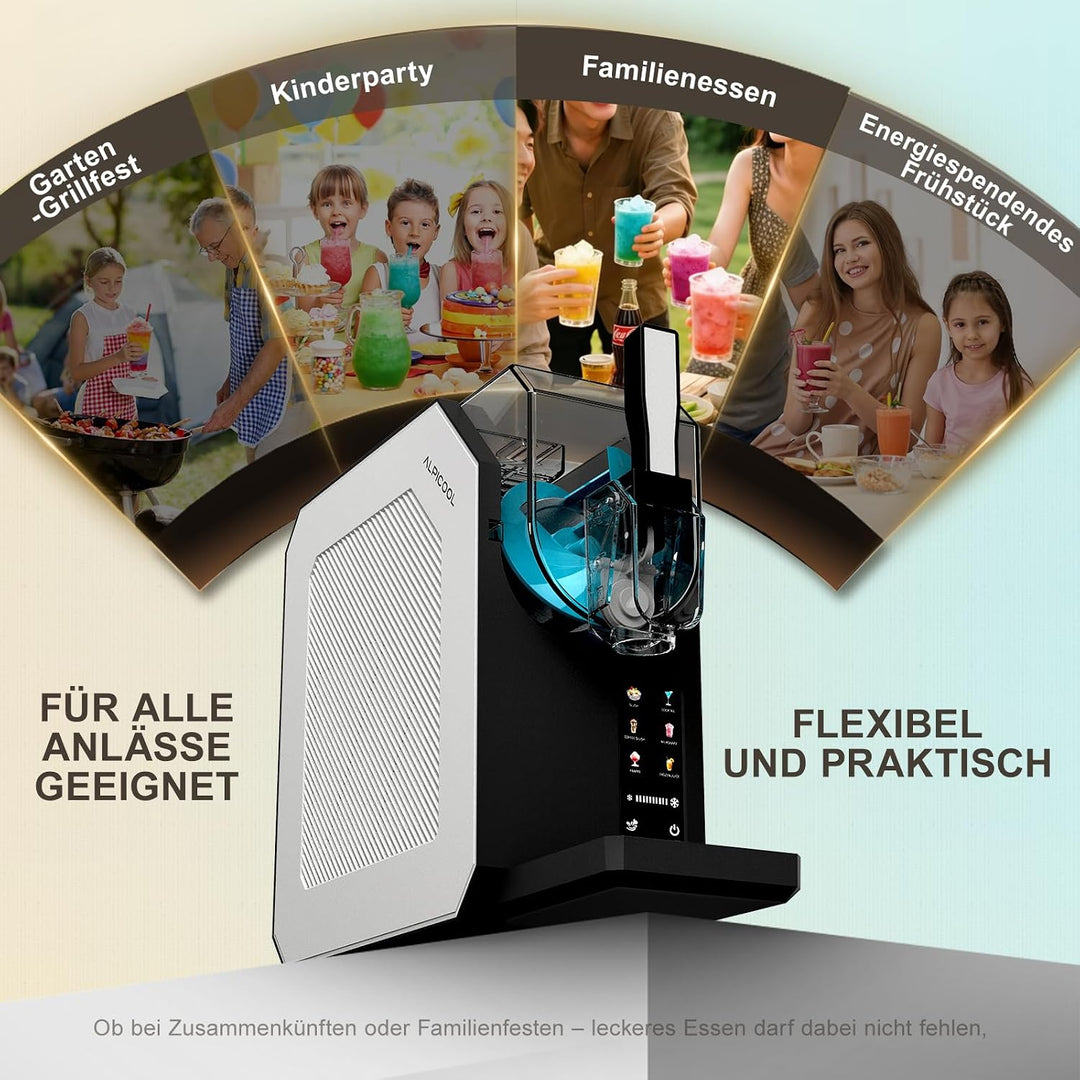 HBS-1901EU 1,9l Eismaschine, Slush Maschine, Eiscrememaschine,Smoothie-Mixer, 6 Funktionen, Für Die