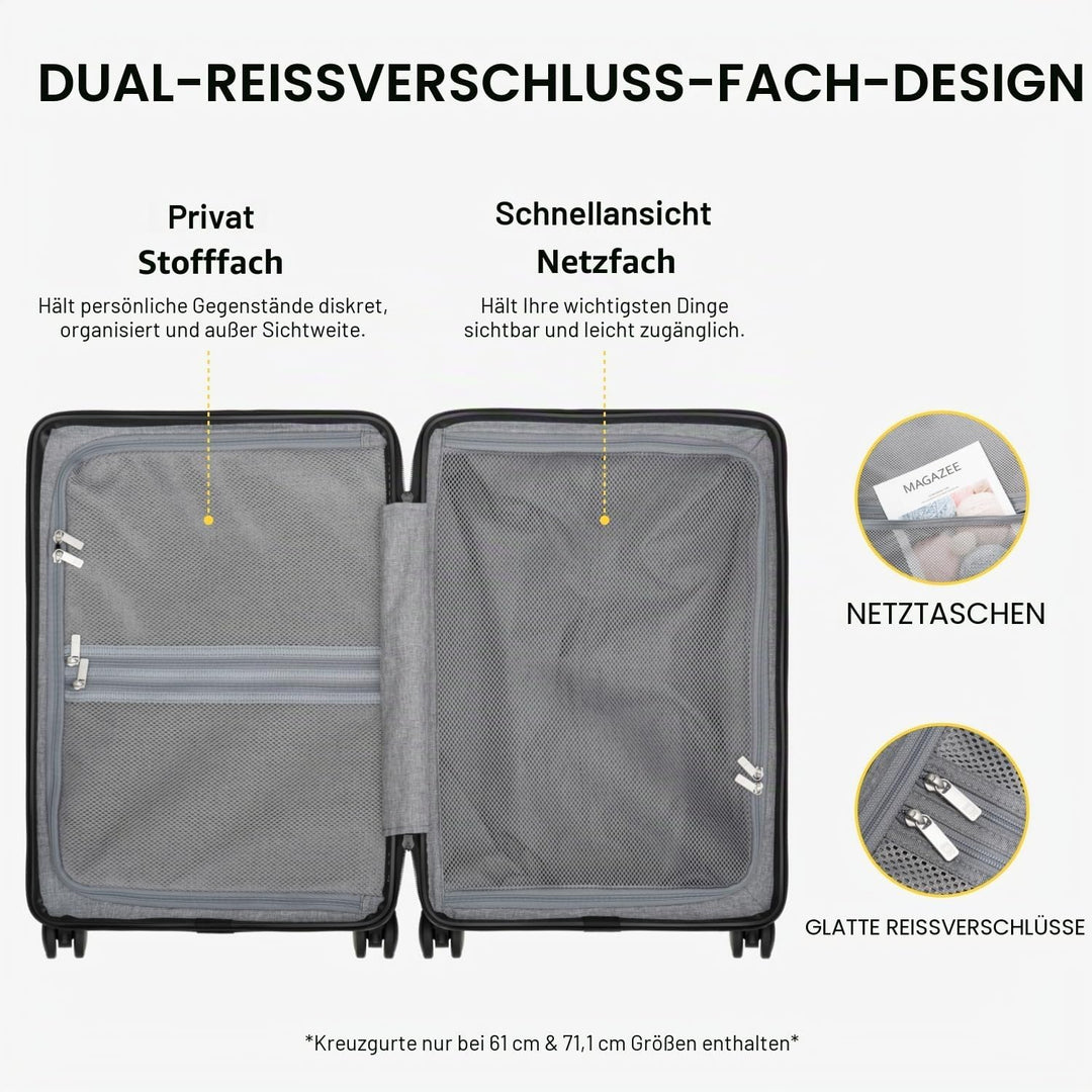 LEVEL8 Handgepäck Koffer, Leichtgewicht aus 100% Polycarbonat,Koffer Trolleys Hartschalen,Trolley Ca