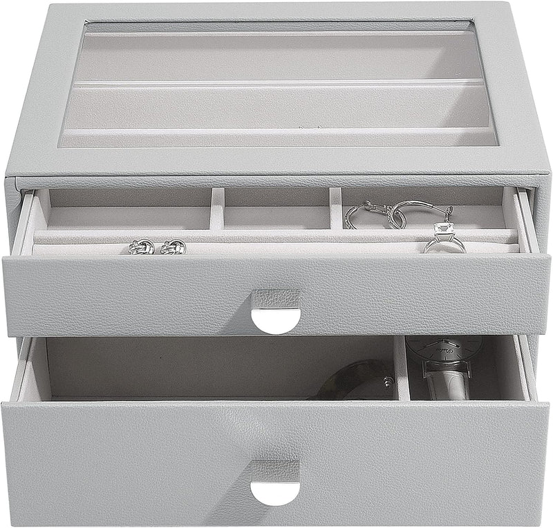 Stackers Pebble Grey Classic Jewellery Box - Set of 2 (with Drawers), Pebble Grey