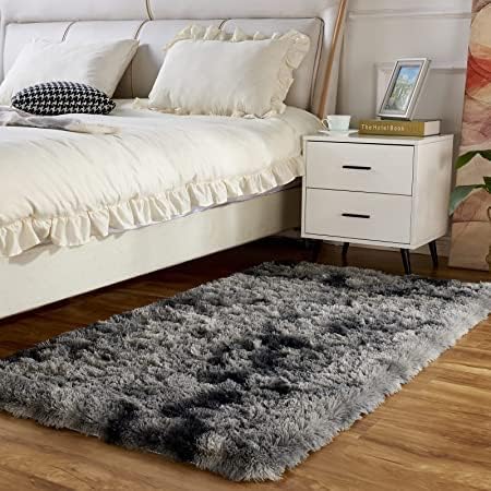 Achiiso Kleiner Teppich,Teppich Hochflor Flauschig,Grau Waschbarer Teppiche Weicher Teppiche für Sch