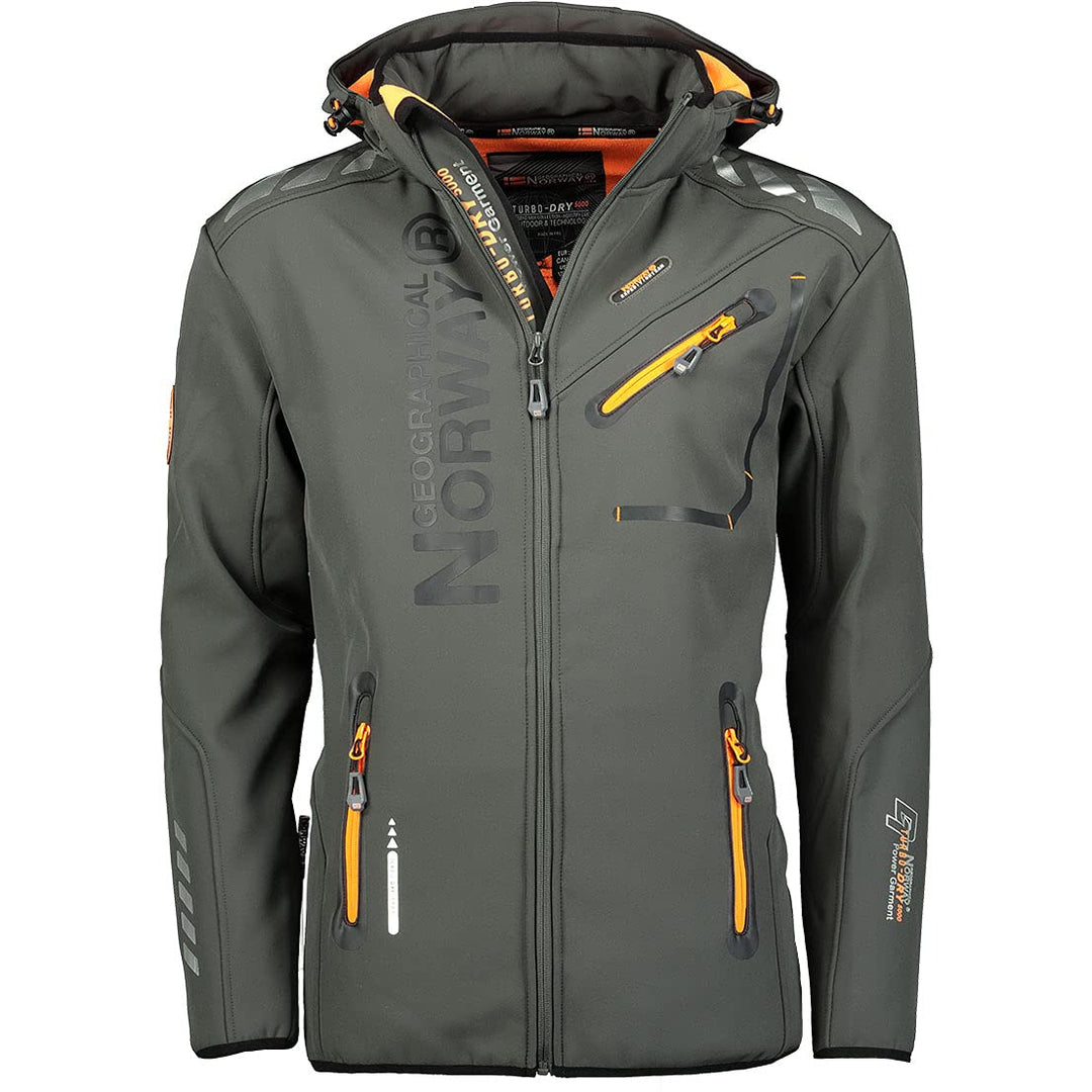 Geographical Norway Herren Softshell Outdoor Jacke Rainman Turbo-Dry Kapuze XXL Grau, XXL Grau