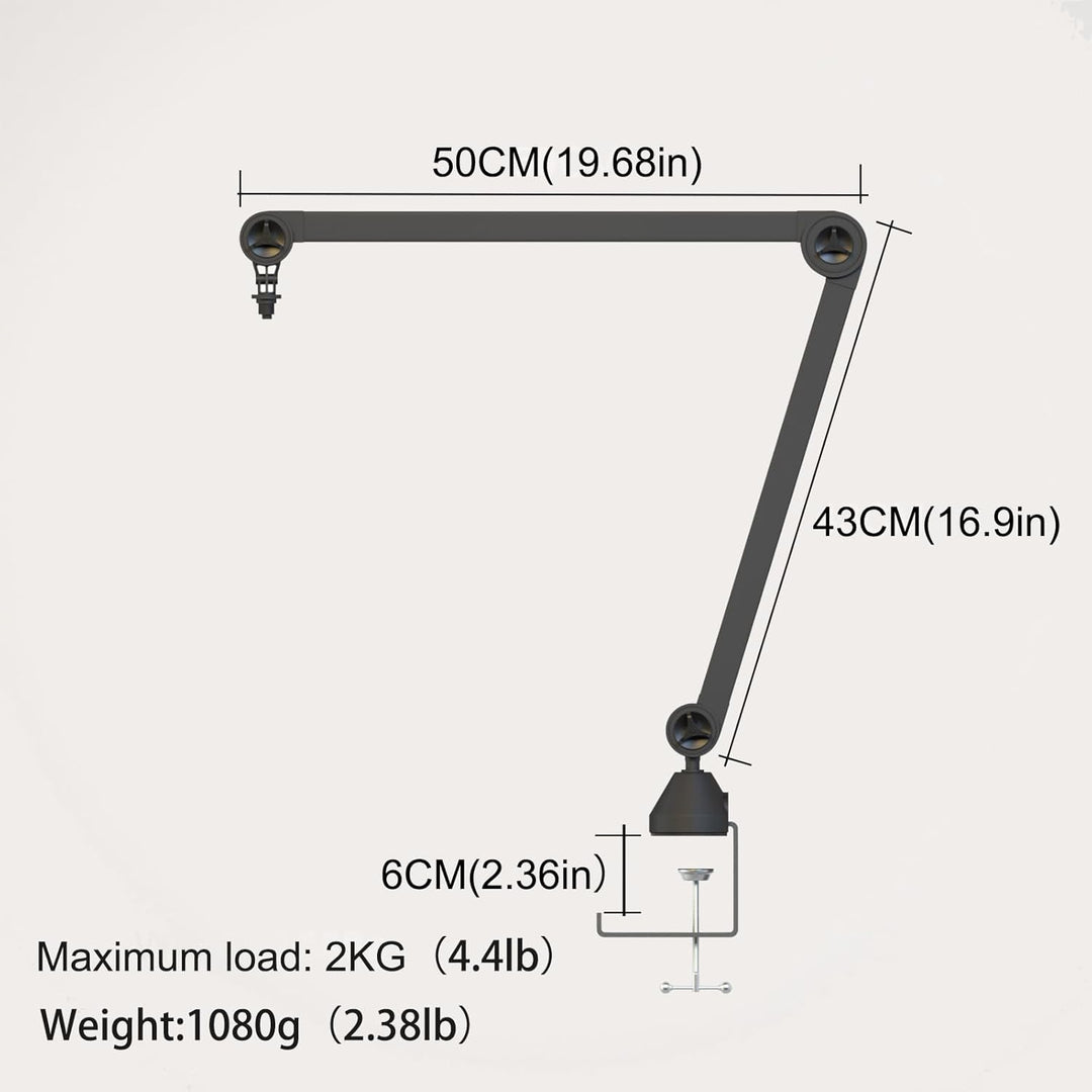 Mikrofonarmständer Verstellbarer Mikrofon-Tischhalter mit Tischklemme Professioneller Mikrofonarmstä