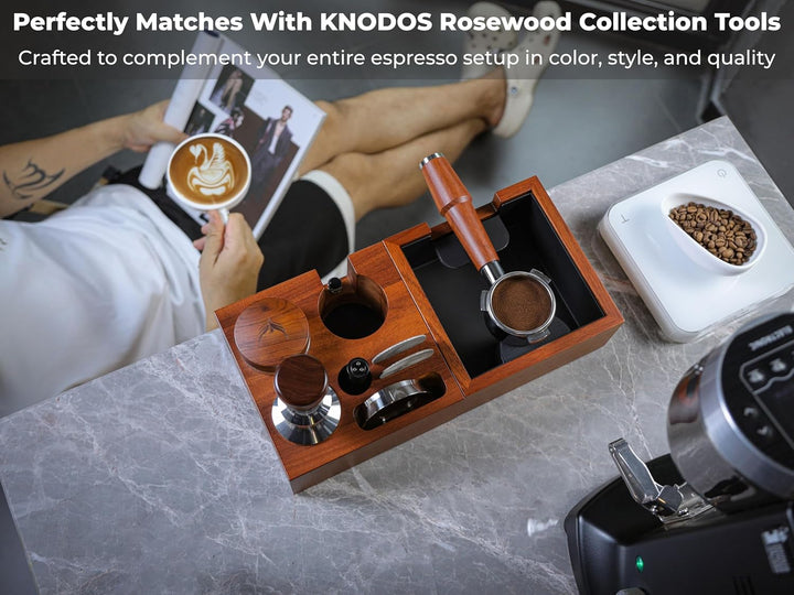 Rosewood Espresso Knock Box - Kaffeepuckeimer mit stossdämpfender Stange & rutschfestem Boden | Prem