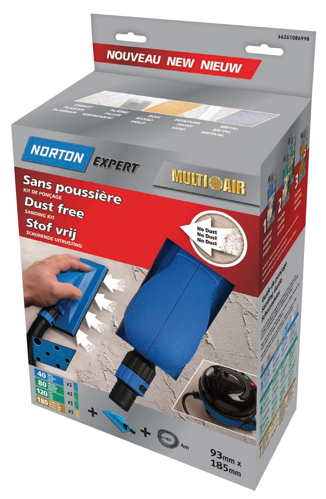 Norton Multi-Air Schleifset mit Schleifklotz, Regulierventil, Schlauch und Zubehör Einzigartig, Einz