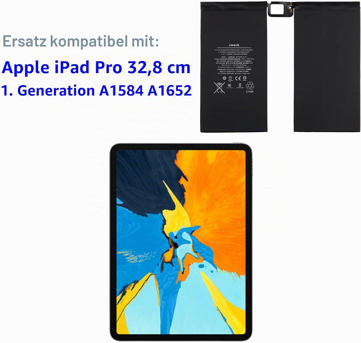 Swark Akku A1577 Kompatibel mit Netbook Pad Tablet iPadPro 12.9" 1st Gen A1584 A1652