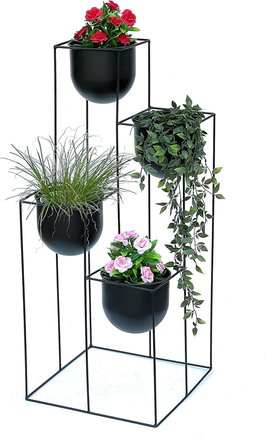 DanDiBo Blumentreppe Metall Schwarz 90 cm Pflanzentreppe mit Topf Innen Indoor Blumenständer 210015