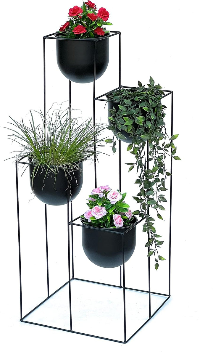 DanDiBo Blumentreppe Metall Schwarz 90 cm Pflanzentreppe mit Topf Innen Indoor Blumenständer 210015
