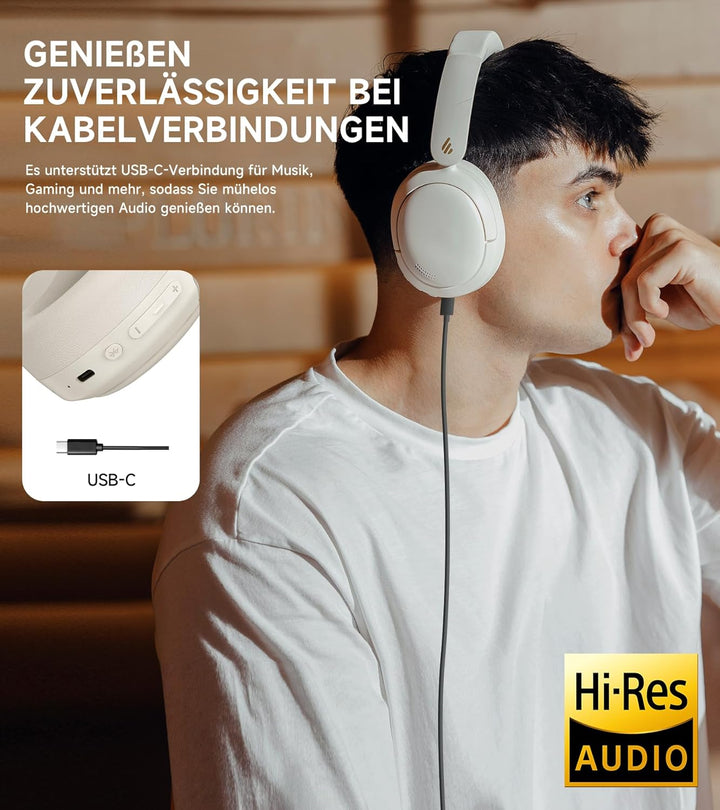 Edifier W800BT Pro Hybrid ANC Kopfhörer, Hi-Res Audio, 45Std. AKKU, Schnelles Aufladen, Faltbar, Kab