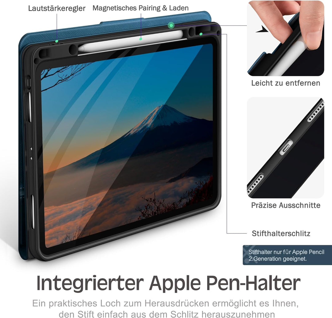 KingBlanc Hülle für iPad Pro 12,9 Zoll 2022 6. Generation 2021/2020/2018 (5./4./3. Gen) mit Stifthal