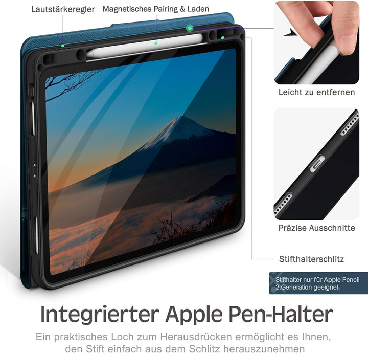KingBlanc Hülle für iPad Pro 12,9 Zoll 2022 6. Generation 2021/2020/2018 (5./4./3. Gen) mit Stifthal
