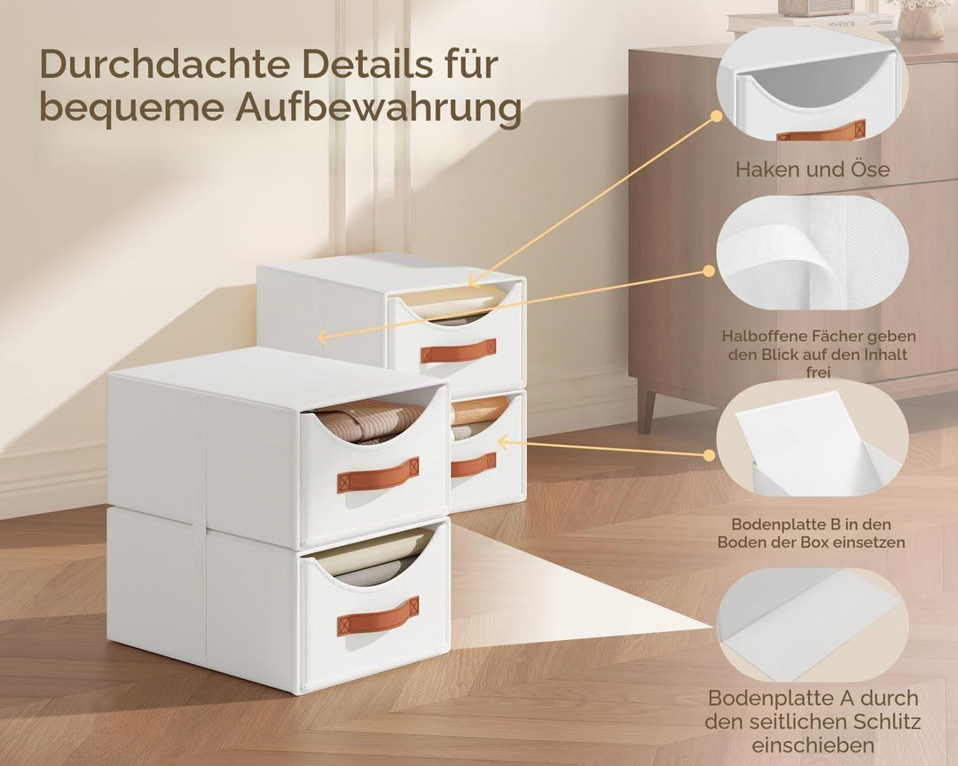 Schubladenschrank Ordnungssystem - 4 Stück Aufbewahrungs Schubladenboxen Aufbewahrungsbox Stoff Falt