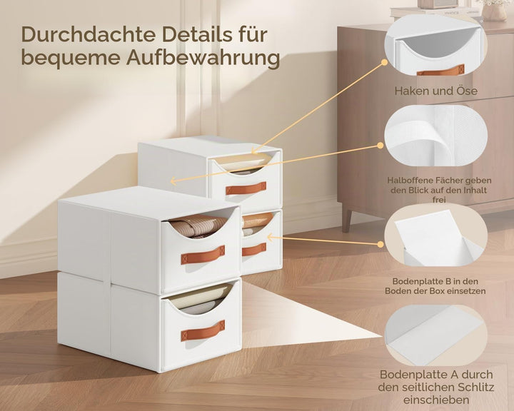 Schubladenschrank Ordnungssystem - 4 Stück Aufbewahrungs Schubladenboxen Aufbewahrungsbox Stoff Falt