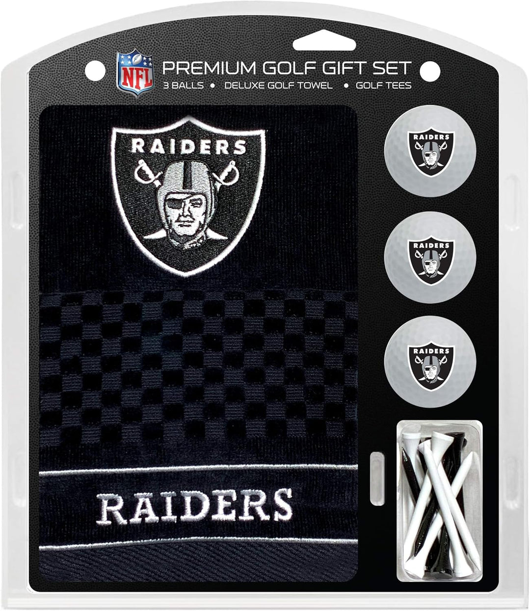 Team Golf NFL Geschenkset Besticktes Golf-Handtuch, 3 Golfbälle und 14 Golf-Tees 6,5 cm Regulierung,