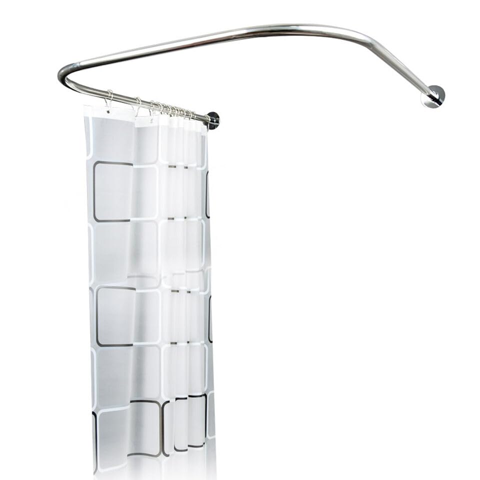 Duschvorhang Schienen Stange U-Form gebogene Toilette Badezimmer Pole Edelstahl Quadrat Duschvorhang