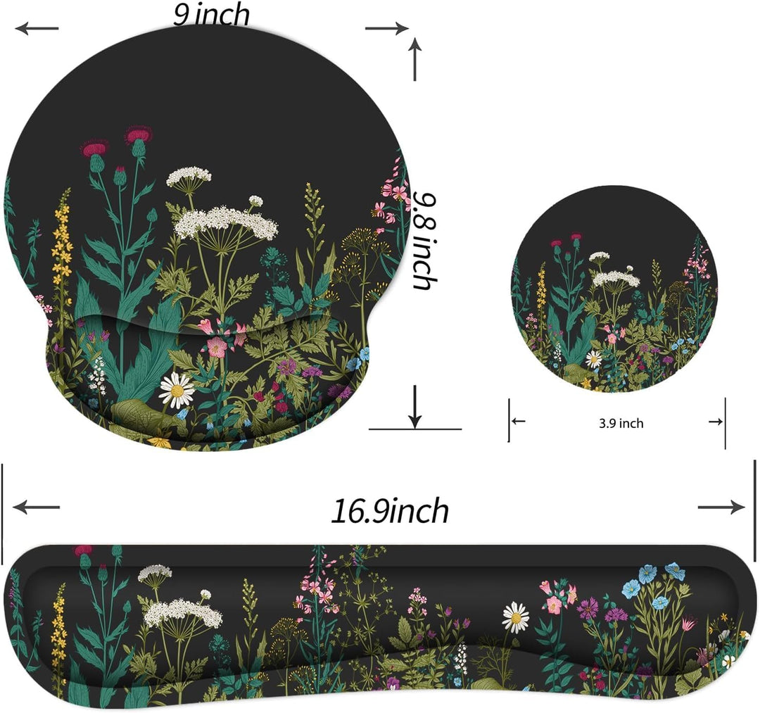 3-in-1 Handgelenkauflage Set, Mauspad mit Gelkissen+Handballenauflage Tastatur+Untersetzer,Ergonomis